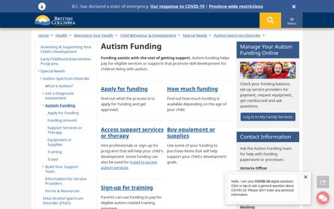 Autism Funding - Province of British Columbia
