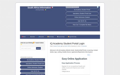 IQ Academy Student Portal Login - South Africa Information ...