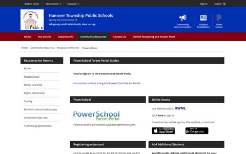 Resources for Parents / PowerSchool - Hanover Township ...
