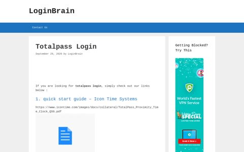 Totalpass - Quick Start Guide - Icon Time Systems - LoginBrain