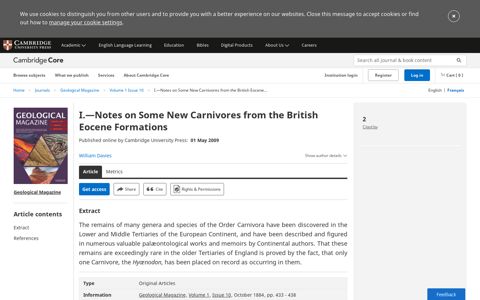 I.—Notes on Some New Carnivores from the British Eocene ...