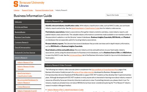 Industry Research - Business Information Guide - Research ...