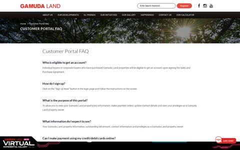 Customer Portal FAQ - Gamuda Land