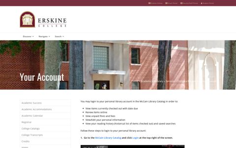 Your Account - Erskine College