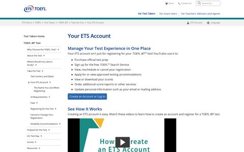 Your ETS Account (For Test Takers)
