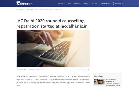 JAC Delhi 2020 round 4 counselling registration started at ...