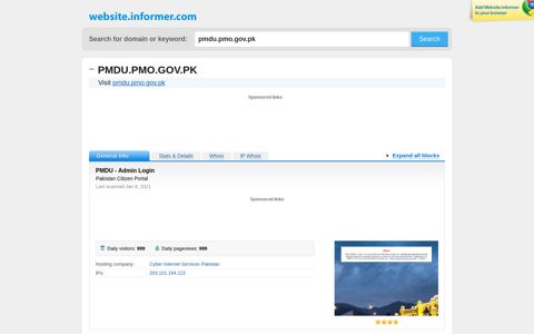 pmdu.pmo.gov.pk at WI. PMDU - Admin Login - Website Informer