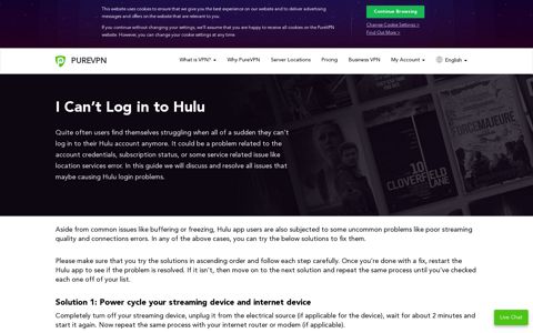 I Can't Log in to Hulu - PureVPN
