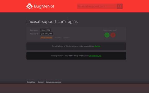linuxsat-support.com passwords - BugMeNot