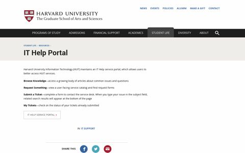IT Help Portal | Harvard University - The Graduate School of ...