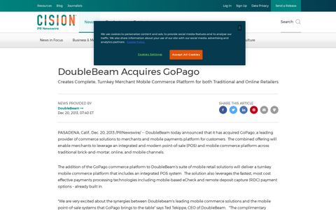 DoubleBeam Acquires GoPago - PR Newswire