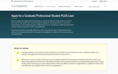 PLUS Loan Application | Federal Student Aid