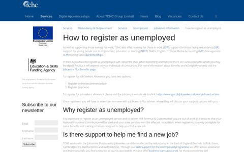 How to register as unemployed - TCHC