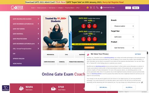 Gate Exam 2022 & 2023 Live Online Video Coaching by Experts