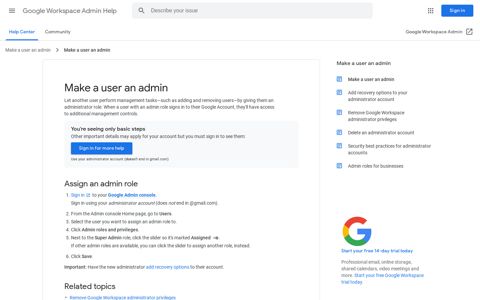 Make a user an admin - Google Workspace Admin Help