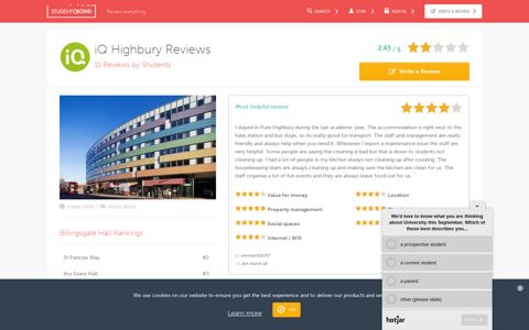 iQ Highbury, Billingsgate - 10 Reviews by Students