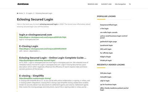 Eclosing Secured Login ❤️ One Click Access