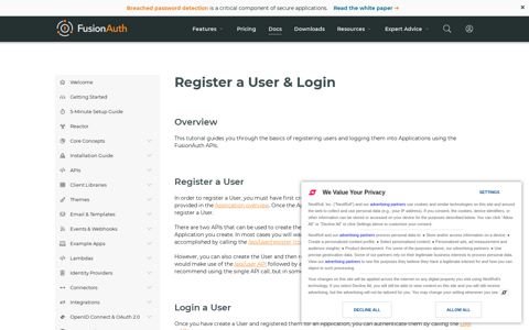 Register a User & Login - FusionAuth