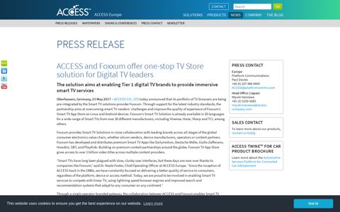 ACCESS and Foxxum offer one-stop TV Store solution for ...