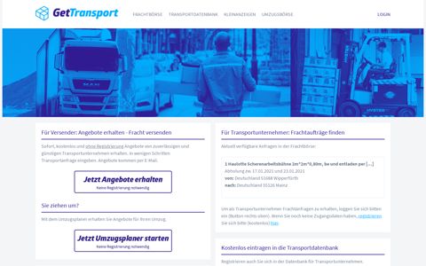 GetTransport.de: Das Transport-Portal mit Frachtbörse im ...