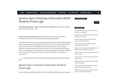 Ignatius Ajuru University of Education (IAUE) Students Portal ...