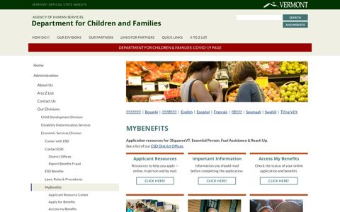 MyBenefits | Department for Children and Families