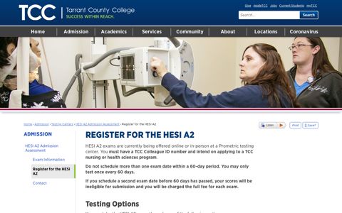 Register for the HESI A2 - Tarrant County College