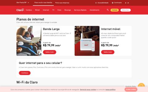 Internet Banda Larga Claro net virtua e Claro Móvel - Planos ...