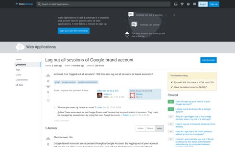 Log out all sessions of Google brand account - Web ...