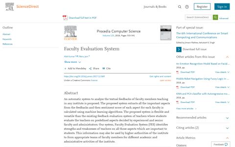 Faculty Evaluation System - ScienceDirect