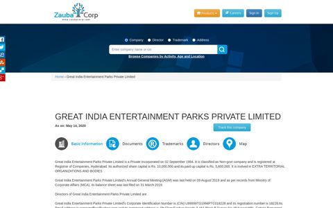 GREAT INDIA ENTERTAINMENT PARKS ... - Zauba Corp