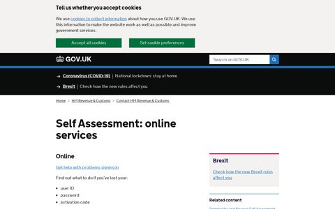 Self Assessment: online services - GOV.UK