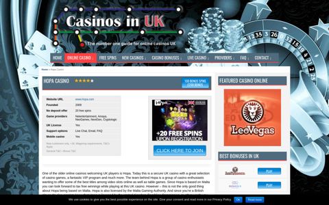 Hopa Casino | - Casinos in UK