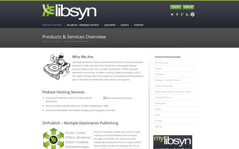 Products & Services Overview | liberated syndication (libsyn)