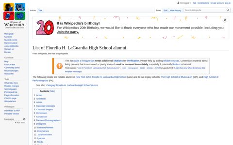 List of Fiorello H. LaGuardia High School alumni - Wikipedia