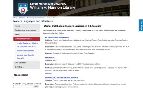 Databases (Articles) - LibGuides - Loyola Marymount University