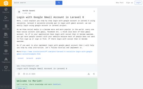 Login with Google Gmail Account in Laravel 6 - Morioh