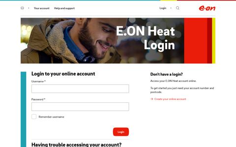Login to your account online - Eon Heat