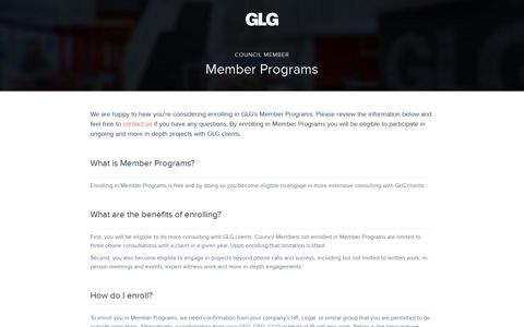 Member Programs - GLG