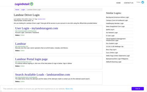 Landstar Driver Login User Login - mylandstaragent.com - http ...