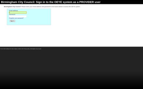 Birmingham City Council: Sign in to the OEYE system as a ...