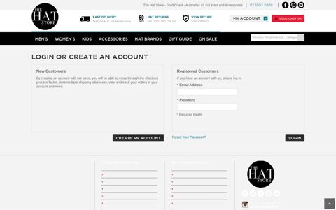 Login or Create an Account - The Hat Store
