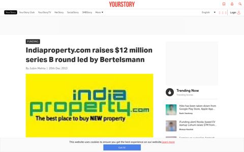 Indiaproperty.com raises $12 million series B ... - YourStory