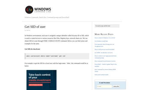 Get SID of user - Windows Command Line