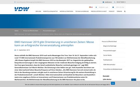 EMO Hannover 2019 gibt Orientierung in unsicheren Zeiten ...
