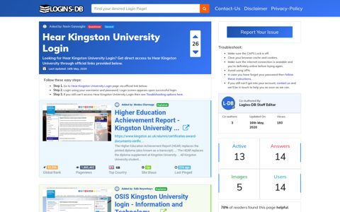 Hear Kingston University Login - Logins-DB