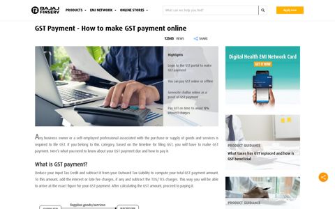 GST Payment Process – How to pay GST online? - Bajaj Finserv
