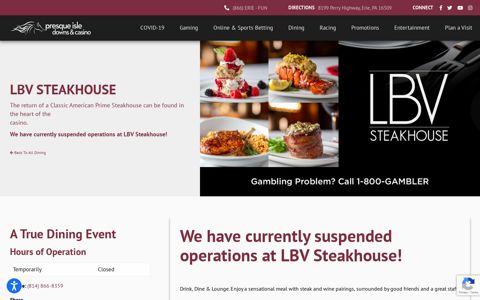 LBV Steakhouse - Presque Isle Downs