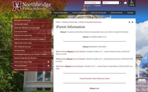 iParent Information | Northbridge Public Schools