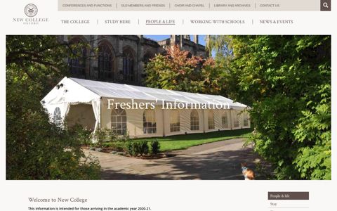 Freshers' Information | New College